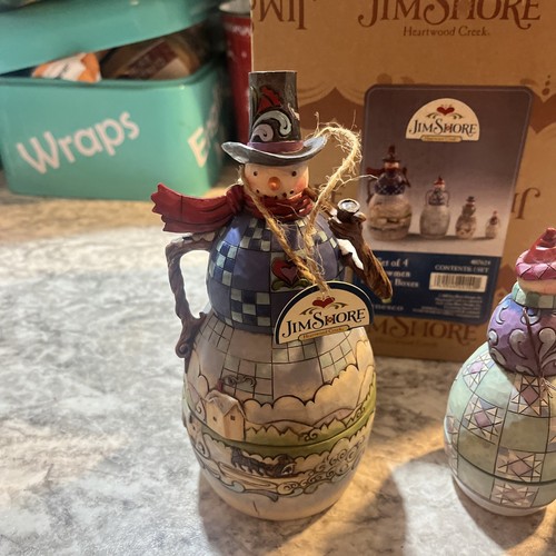 Jim Shore Heartwood Creek 4 Piece Snowman Nesting Boxes In Box - Picture 2 of 16