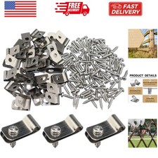 Wire Fence Clips Metal 100 Pcs Wire Clamps Stainless Steel Fencing Mounting C...