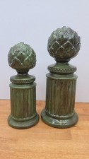 Pair of Ceramic Artichoke Finial Pedestal Scu...