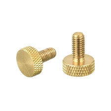 2Pcs Brass Knurled Thumb Screws, M5x10mm  Flat Grip Bolt Knobs Fasteners