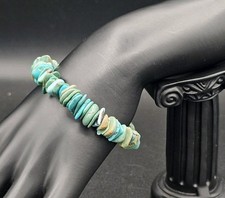 Natural Turquoise Nugget Stretch Bracelet   27g 6.5" Fit Navajo Made Boho...
