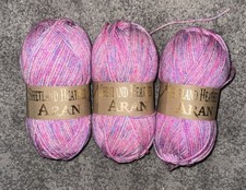 Woolcraft Shetland Heather Aran Yarn Wool 039 Orchid Twist Knitting Crochet x 3
