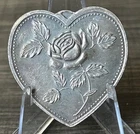 VINTAGE HEART SHAPED FINE SILVER ART ROUND WITH ROSES - 1 OZ  .999