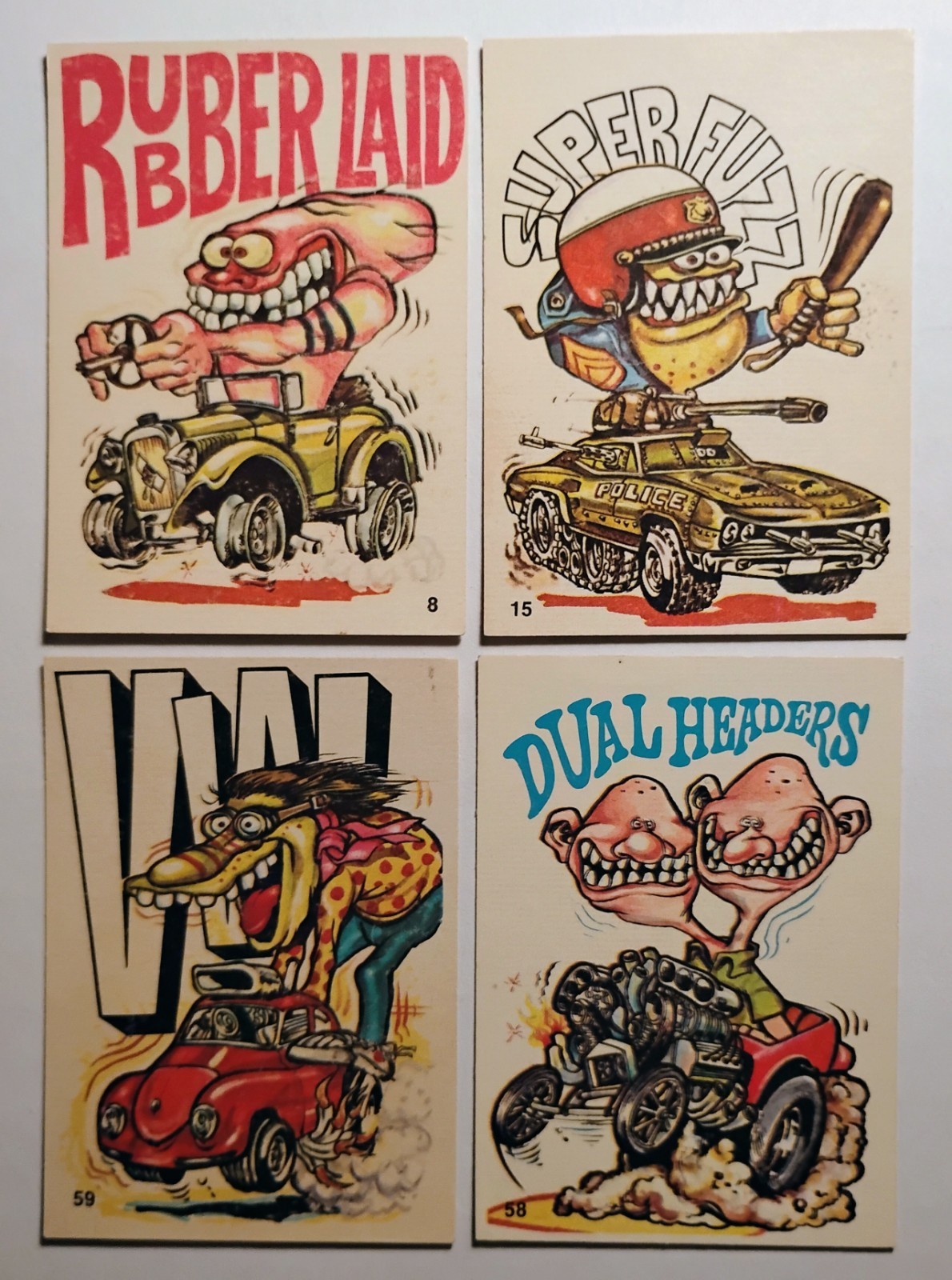 Odder Odd Rods And Lot of 4 Vintage Trading Cards Stickers 1970 #8, 15, 58, & 59