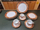 16 Piece Service for 4 Retroneu Wood Garland 4 each Dinner Salad Cup Saucer VGC