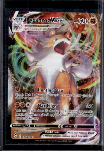 2021 Pokemon SWSH Evolving Skies Lycanroc VMAX #092/203