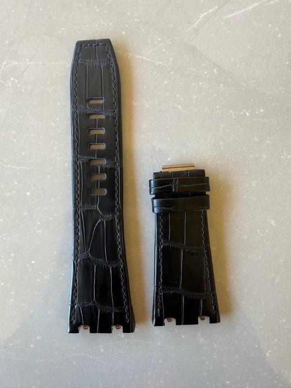 Authentic Audemars Piguet Crocodile Black Leather Watch Strap Band 30mm