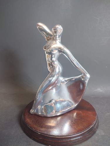 Graceful Silver Art Deco Dancer Sculpture After Josephine Baker (Hagenaur) Read* - Picture 7 of 19