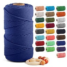 Macrame Cotton Cord 5mm x 109 Yards, 100 Natural Sapphire Blue 5mm x 100m