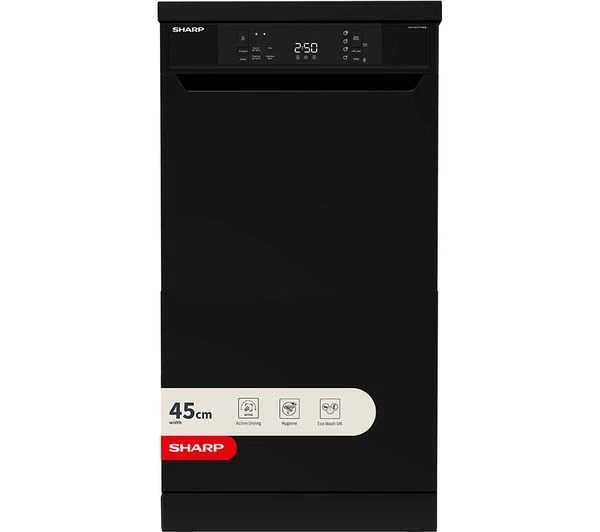 TieDex UK SHARP QW-NS1CF49EB-EN Slimline Geschirrspüler - Schwarz