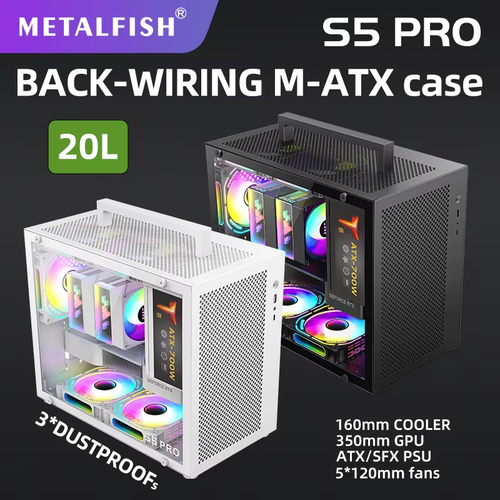 S5 PRO 20L Computer Case Gaming PC Chassis Support MATX/ITX SFX/ATX PSU 160mm To - Picture 2 of 10