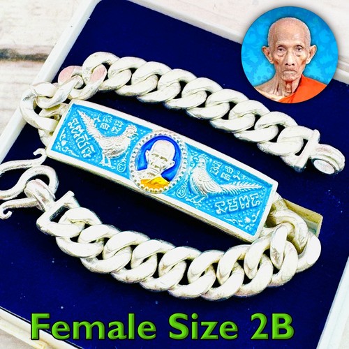 Female 2B Bracelet Money Rich Billion Ruay Panlan Be2555 Blue Thai Amulet #18441 - Foto 1 di 14