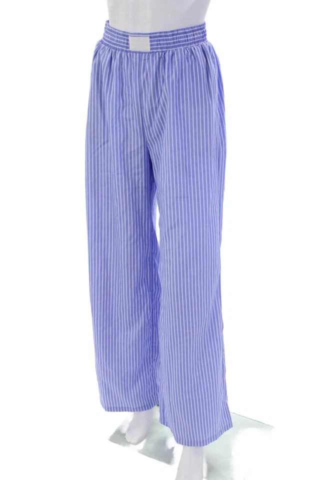 Commense Womens High Rise Vertical Striped Straight Leg Pants Blue Size Small - Image 2 of 4
