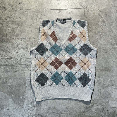 Vintage 90s Made In USA Panache Argyle Wool Sweater Best Men s Size Large 