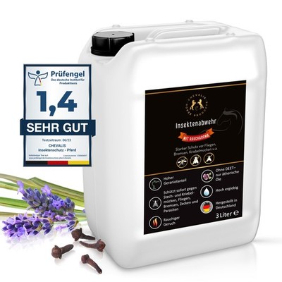Fliegenspray & Insektenschutz Pferd, EXTRA STARK, 3L Kanister mit Raucharoma,...