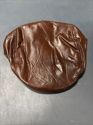 Brown Leather Cabbie Newsboy Cap Hat  Snap One Size