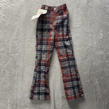 VTG 70s Double DD Brand Western Flare Bell Bottom Flannel Jeans Youth 19x25 NEW