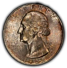 1952 25c Washington Silver Quarter - Colorful Original Toning - BU - SKU-Z6491