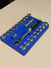 Pass-thru Ratchet 21 Pc Chrome Socket Set Organizer For Pittsburgh 62305