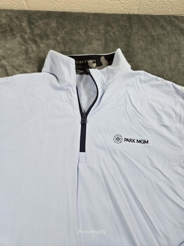 Pullover Greyson Para Hombres XL Azul Claro Parque MGM BETMGM Cuarto Cremallera Golf Atlético - Imagen 2 de 11