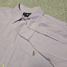 Polo Ralph Lauren Vtg Yarmouth Pink Flesh Pony Oxford Shirt Sz 17.5 35" Preppy