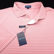 Peter Millar Golf Polo Shirt -XXL Tailored Coral Red Blue Summer Comfort Crown