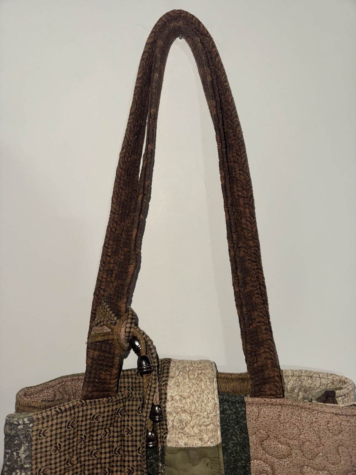 Donna Sharp Brown Plaid Patchwork Quilted Purse H… - image 4