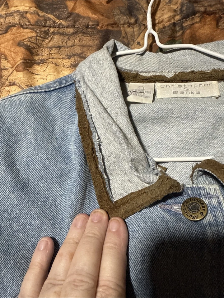 vtg Christopher Banks s  Jean Duster Ranch Coat Western brass  Button Womens L - Image 4 of 4