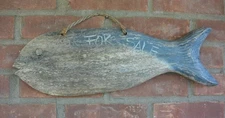 Vintage Weathered Wooden Fish for Sale Hanging Sign