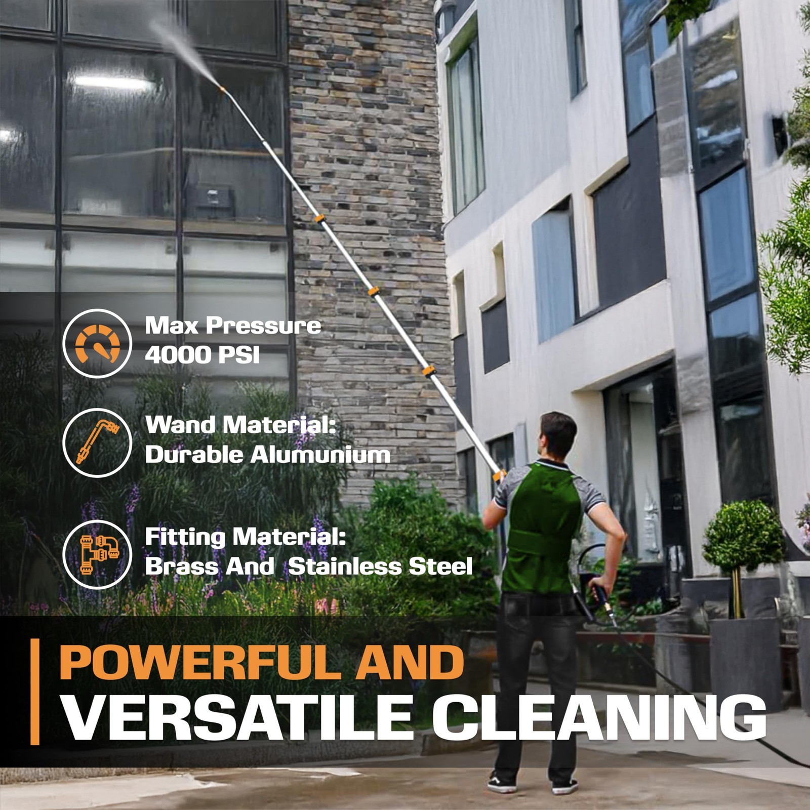 EDOU 20 ft Telescoping Pressure Washer Wand - Power Washer Gutter Cleaner Too...