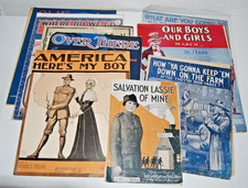 Lot of 13 Antique WWI Music Sheets 1903-1919 Uncle Sam Fay Foster Signed Auto