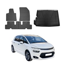 Fußmatten & Kofferraumwanne Set für Citroen C4 Grand Picasso 2013-2024 Gummi 5x