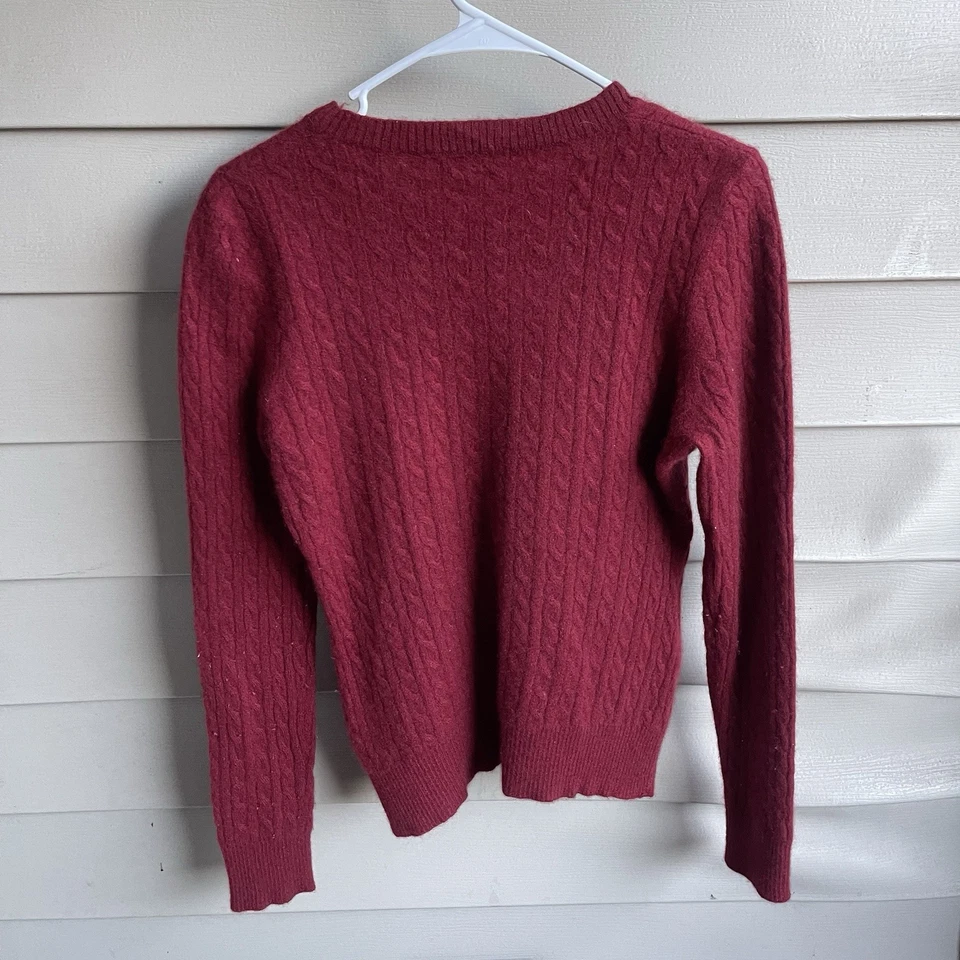 Suéter Antonio Melani Cashmere Feminino Grande Outono Moderno Malha de Cabo Vermelho Feriado - Imagem 2 de 4