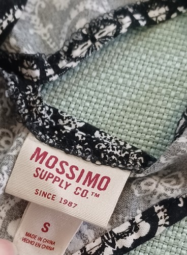 Mossimo Supply Co Black & White Floral Print Tank Top Crochet Trim Women's Small - Picture 19 of 24