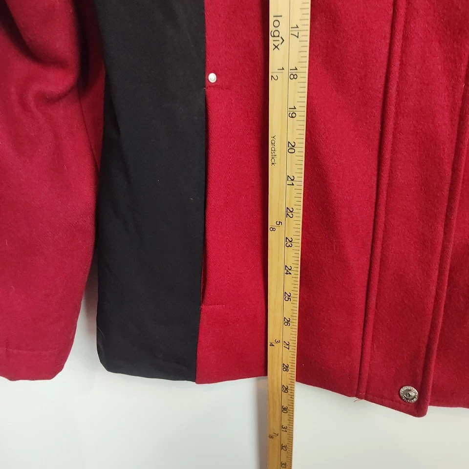 ZeroXPosure 60% Wool Coat Women's Size L Red Full Zip Zippered Pockets Insulated - Image 4 of 4