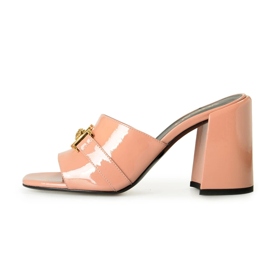 Sandalias para mujer Versace doradas Medusa y nude 100 % cuero zapatos mules EE. UU. 6 IT 36 Foto 2 de 4