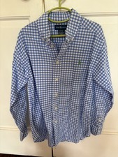 Polo Ralph Lauren Blue-and-White Checked Boys Button Down Size 10-12
