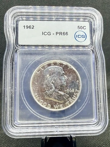 1962 90% Silver Proof Franklin Half Dollar ICG PR66 Graded!