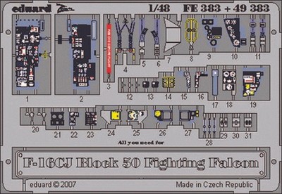 Eduard Accessories Fe383 - 1:48 F-16Cj Block 50 Fighting Falcon, Für Tamiya Baus