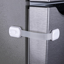 2-Pack Child Proof Fridge Lock with Adhesive - Adjustable Baby Proofing Straps -