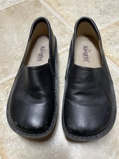 Alegria Black Leather Slip On Shoes Deb-601 Size 37 Preowned