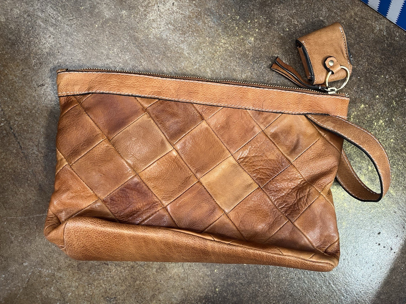 Leather patchwork purse Large Clutch handbag RE:D… - image 3