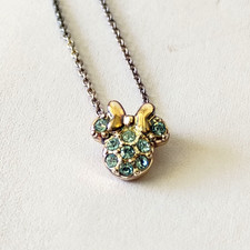 Minnie Mouse Rhinestone Necklace Crystal Pendant Dainty Disney Inspired Jewelry