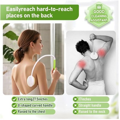 27.5  Long Handle Back Bath Brush with Silicone Scrubber