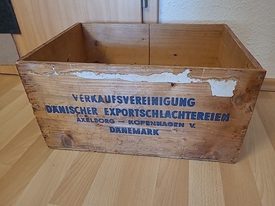 Alte seltene Holzkiste Dänemark Schweineschmalz Export 45x33cm Danish Bacon 