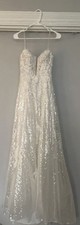 Sherri Hill 55061 Ivory Bridal Gown Size 0 Sequined Lace Corset Wedding Dress