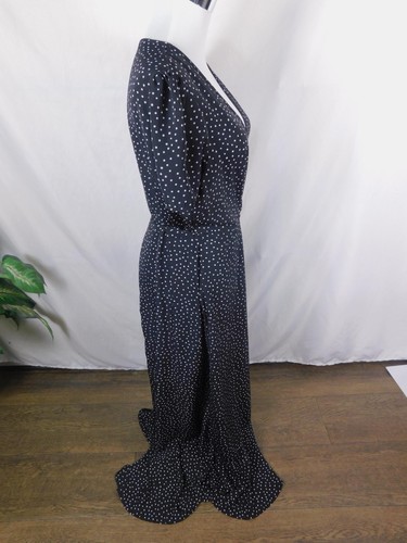 Prettygarden abito donna nero medio a pois avvolgente maxi volant manica corta - Foto 8 di 12