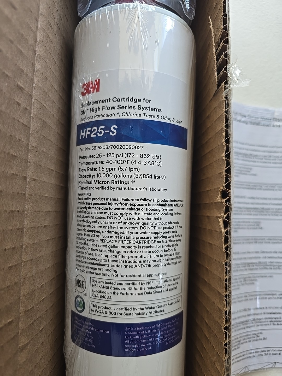 3M Filter  HF25-S Replacement Filter For High Flow Series Systems