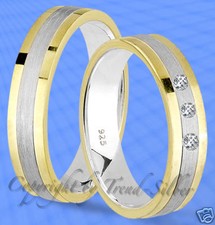 2 st Trauringe GOLD PLATIERT mit 3 Steine Gravur J129-3