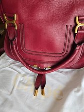 NWT Chloé Marcie Medium Double Carry Satchel Dark Ruby Leather.